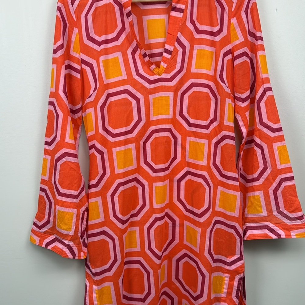 TORY BURCH V NECK colourful long sleeve swim cover lightweight EUC - Picture 5 of 9